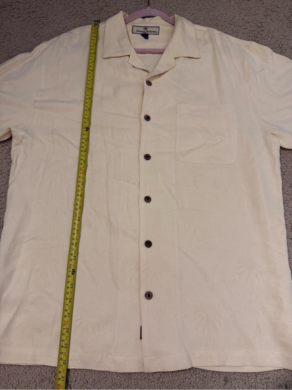 Tommy Bahama 100% Silk Camp Shirt Ivory Palm Tree Jacquard Men’s Medium - Picture 5 of 8
